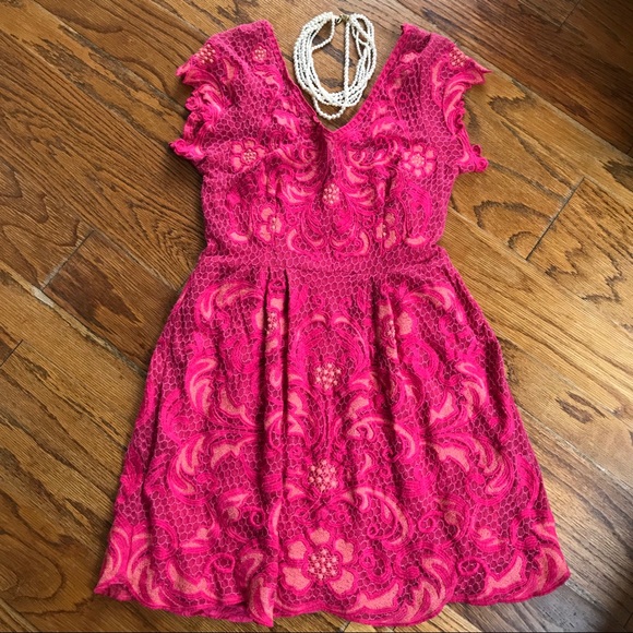 Anthropologie Dresses & Skirts - ANTHRO Melon Lace Dress Pink Yoana Baraschi
